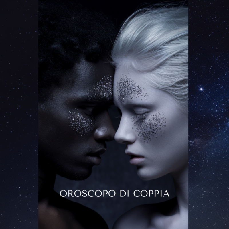 Grafico astrologico per la sinastria di coppia, compatibilità zodiacale e lettura delle relazioni.